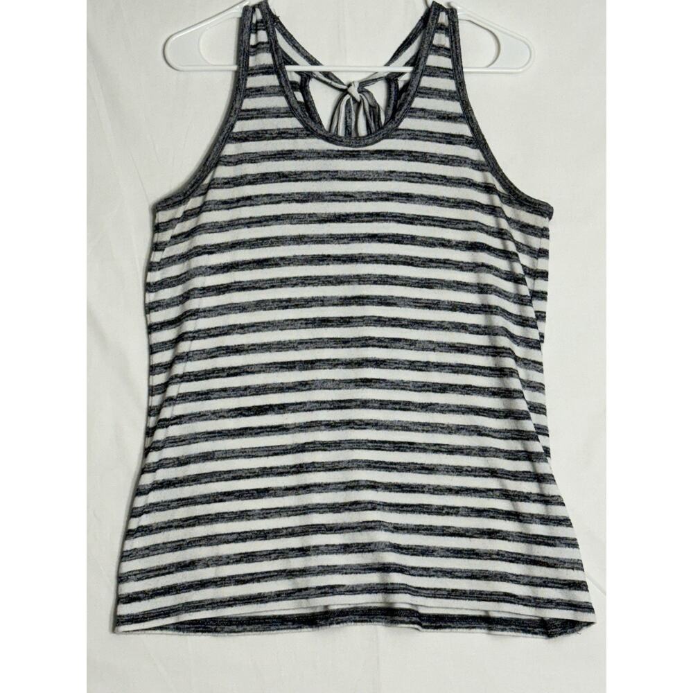 Market & Spruce Taylor Medium Single Striped‎ Sleeveless Tank Top Tie Collar